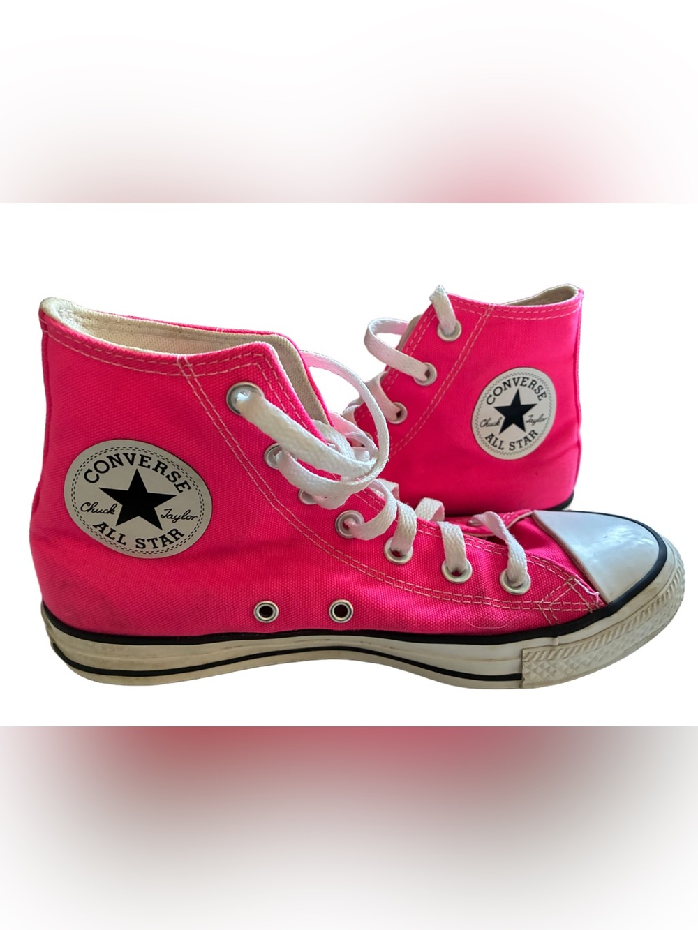 Converse all star High Top Sneakers Bright Pink and White unisex women 7 men 5